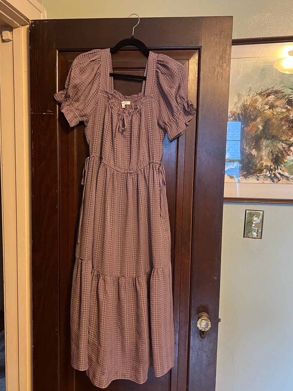 Madewell Purple Check Midi dress, size M